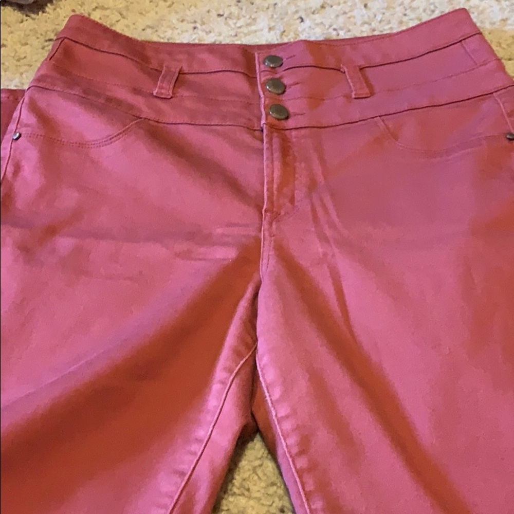 Peachy pink skinny pants